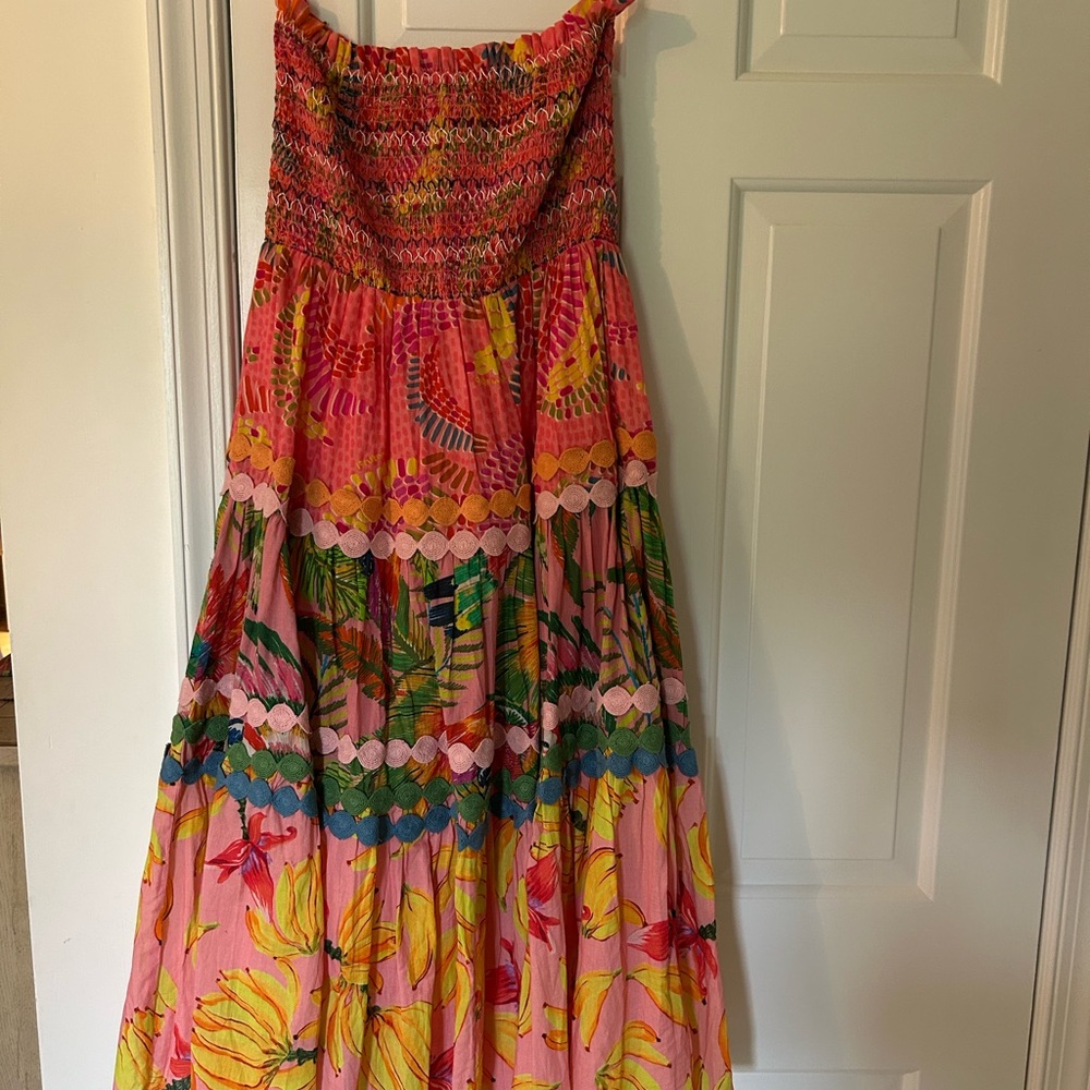 FARM Rio Strapless Dress - Pink, Yellow, Green